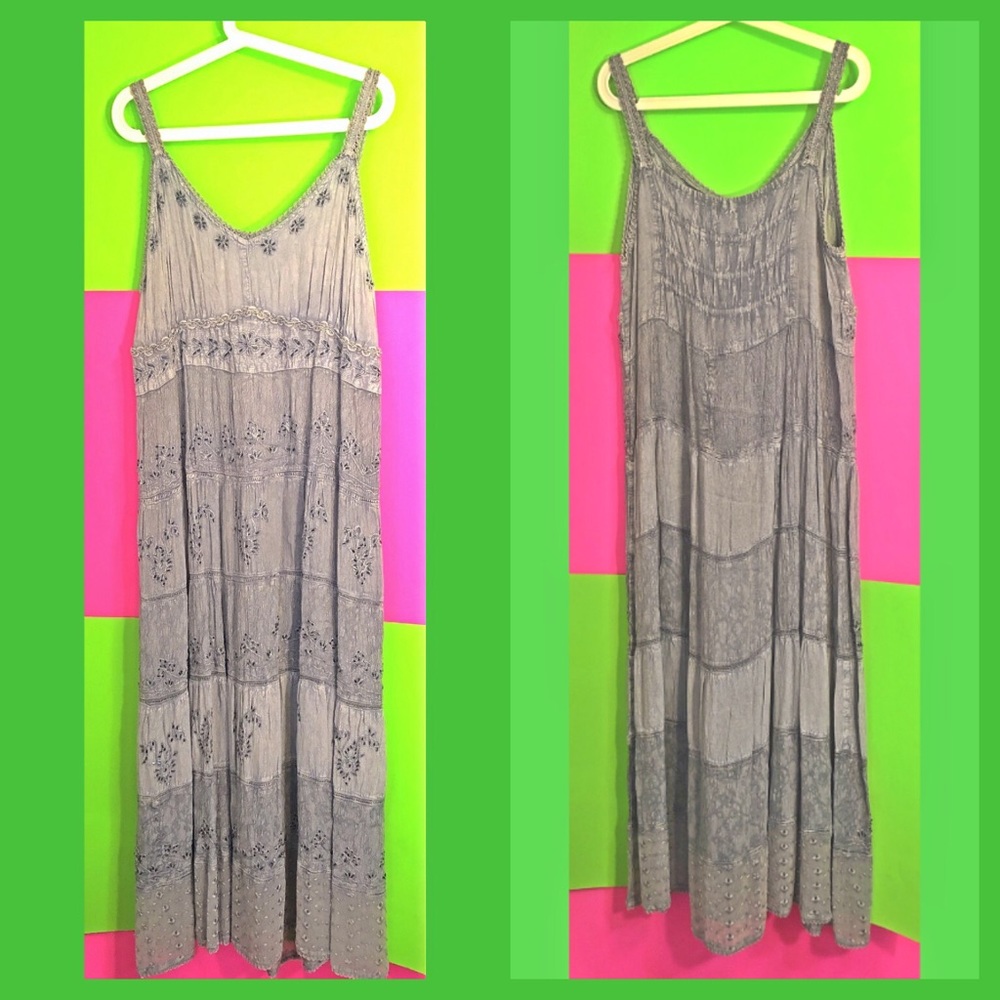 Magic 1x plus size acid washed boho hippie dress